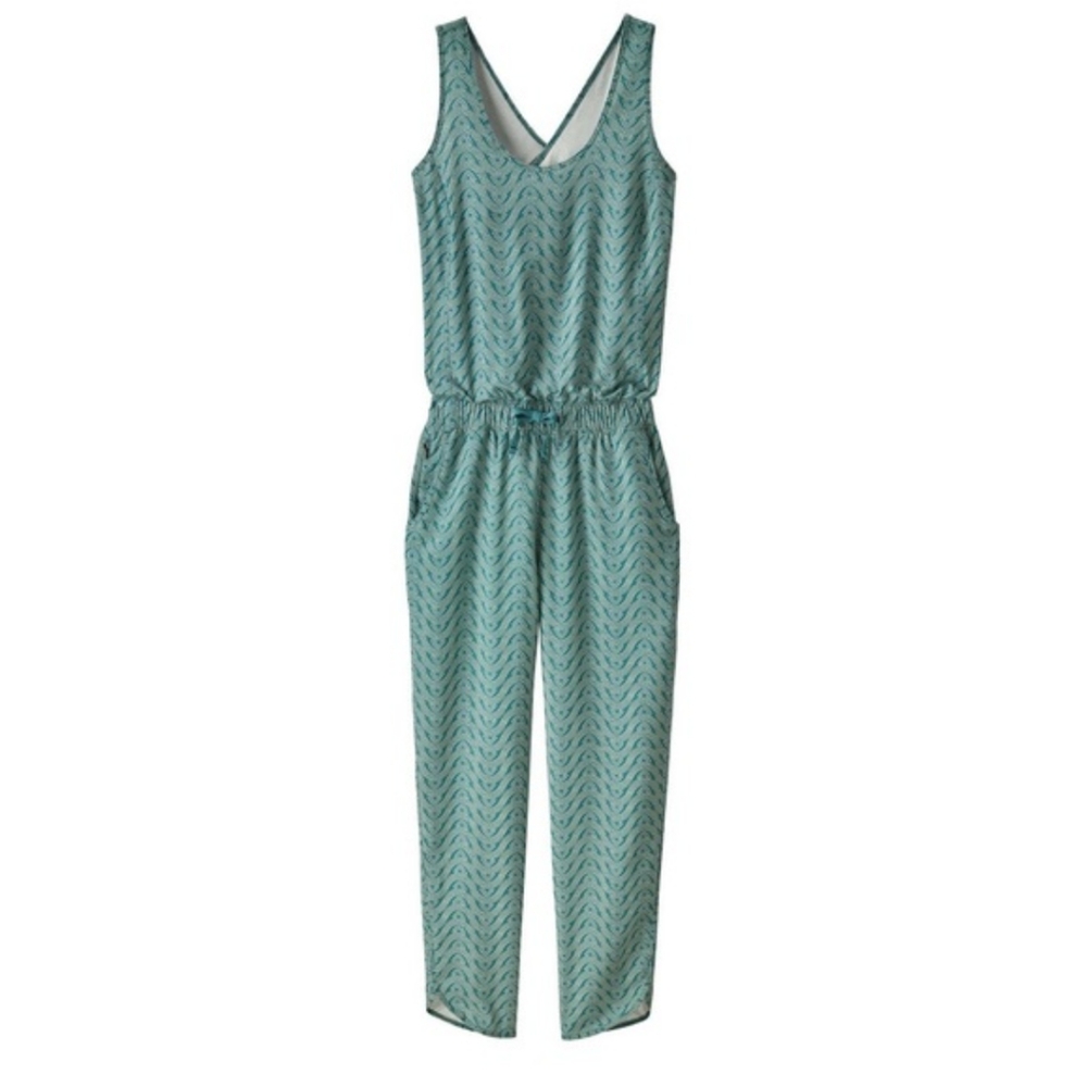 Patagonia Womens XL Jumpsuit Cross-back Green Sleeveless One-piece